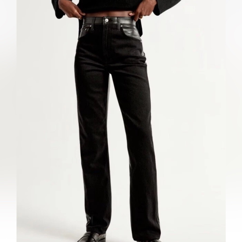 Abercrombie Vintage Denim Mixed Fabric Ultra High 90’s Straight‎ Jeans